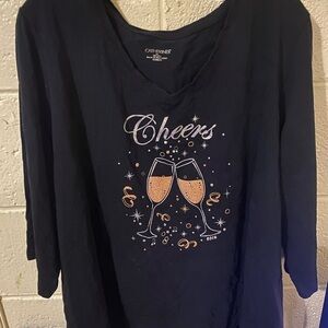 Catherines Navy Cheers Graphic Tee